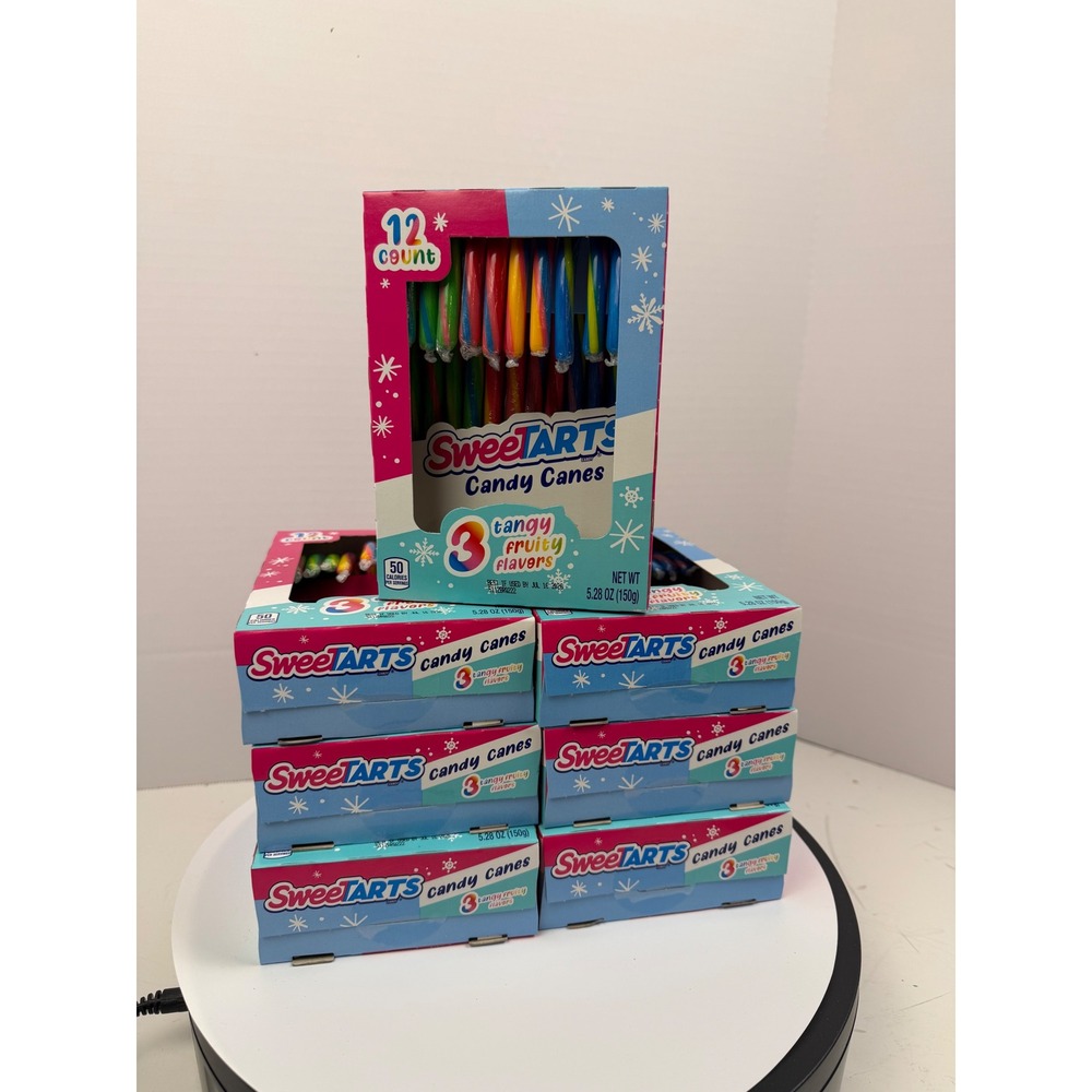 SweeTARTS Candy Canes 12 Count 3 Tangy Fruity Flavors Lot of 7 Boxes